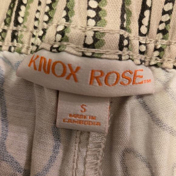 Sz Sm KNOX ROSE Brown Cream Mixed Print Floral Striped High Waist Pocket Shorts - Picture 3 of 7